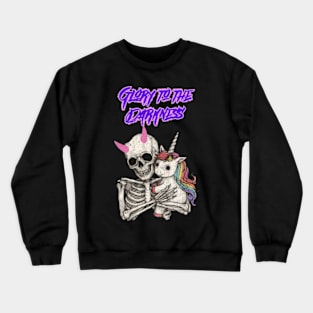 Glory to the Darkness Pastel Goth Skeleton Unicorn Crewneck Sweatshirt